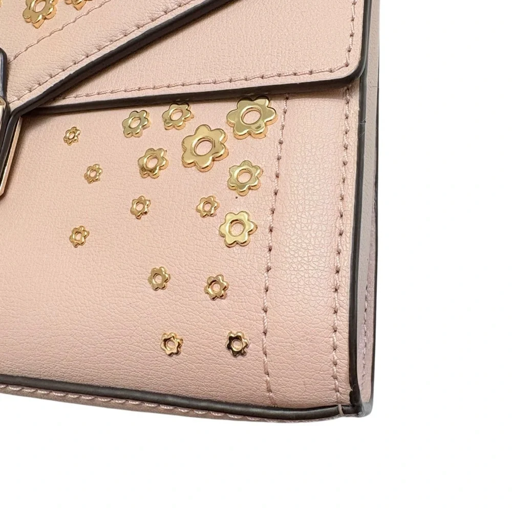 Michael kors pink Kinsley blossom embellished floral crossbody double flap bag